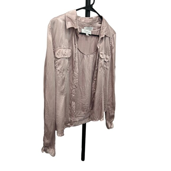 Vintage Emanuel Ungaro Mauve Silk Button Up Shirt Sleeveless Blouse Set Sz 8 - Picture 3 of 11
